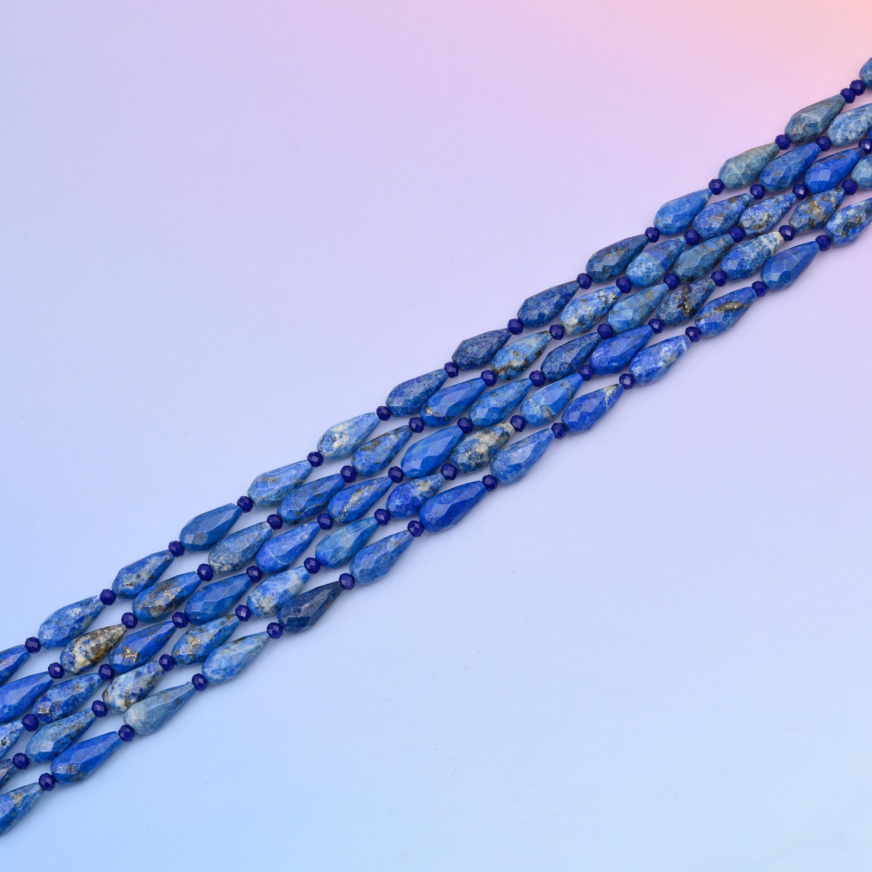 Natural Lapis Faceted Teardrop Gemstone Beads, Size 16x8mm Blue Faceted Beads, DIY Jewelry Making Beads, 15.5 Inches Per Strand
