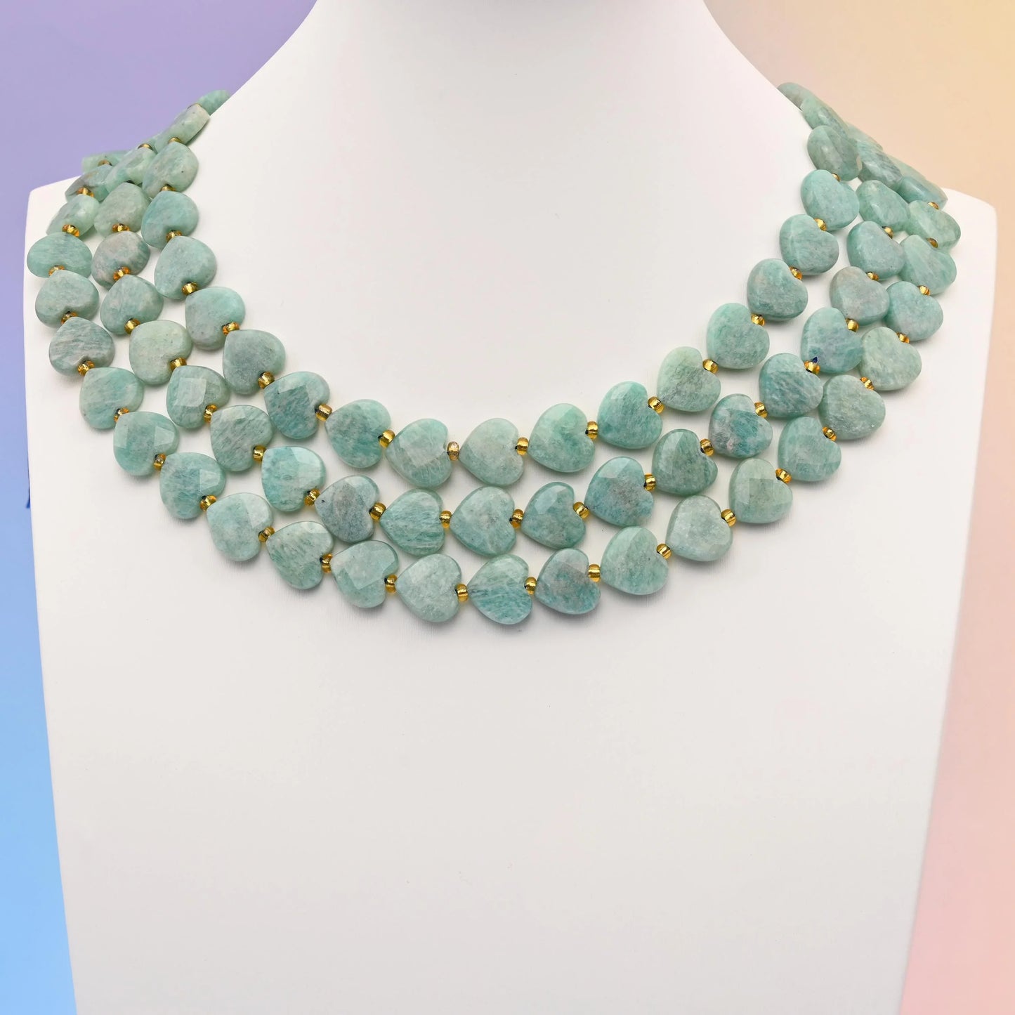Natural Amazonite Faceted Heart Gemstone Beads, Bead Size 12mm Heart Faceted Beads, DIY Jewelry Making Beads, 15.5 Inches Per Strand - Mycrazycrystal