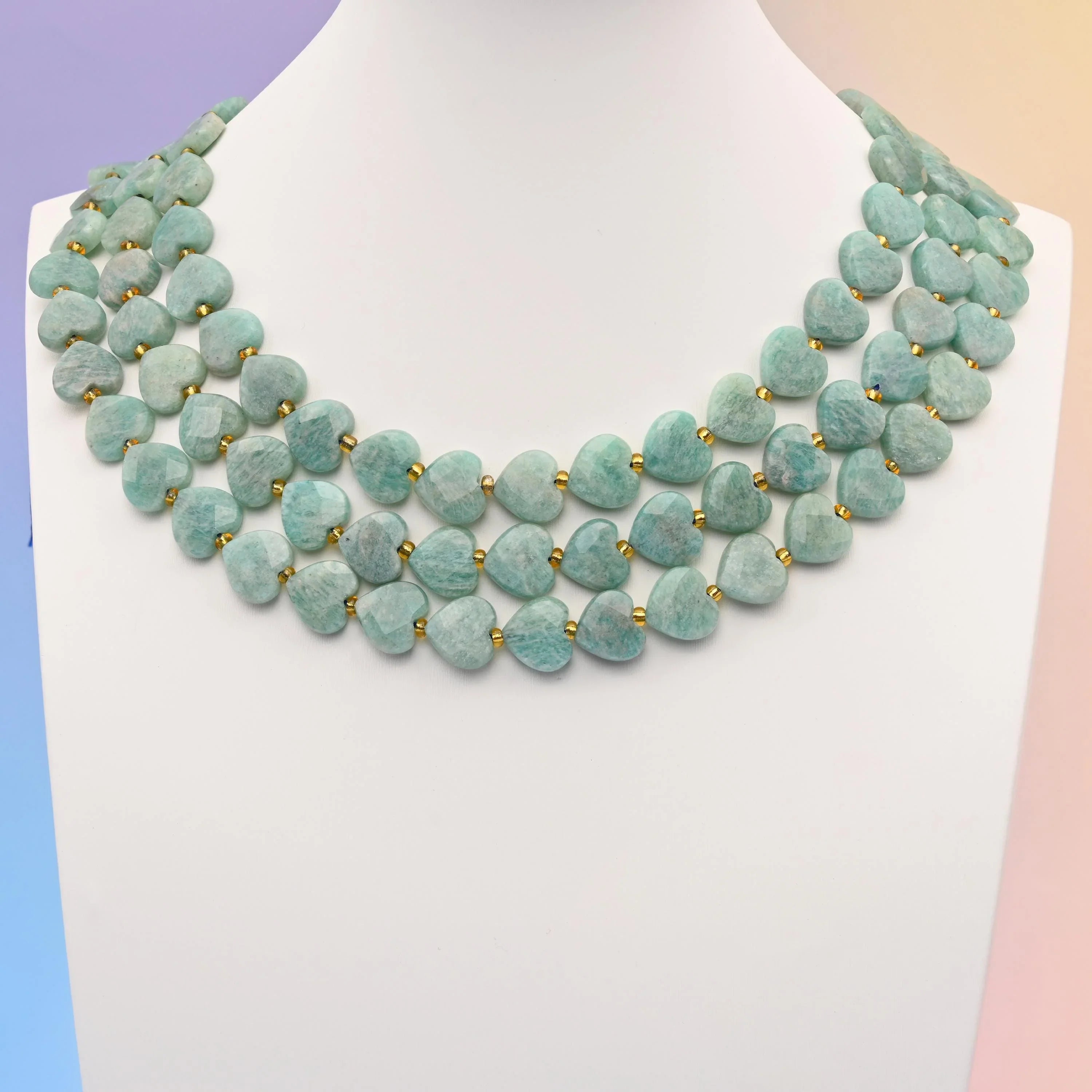 Natural Amazonite Faceted Heart Gemstone Beads, Bead Size 12mm Heart Faceted Beads, DIY Jewelry Making Beads, 15.5 Inches Per Strand - Mycrazycrystal