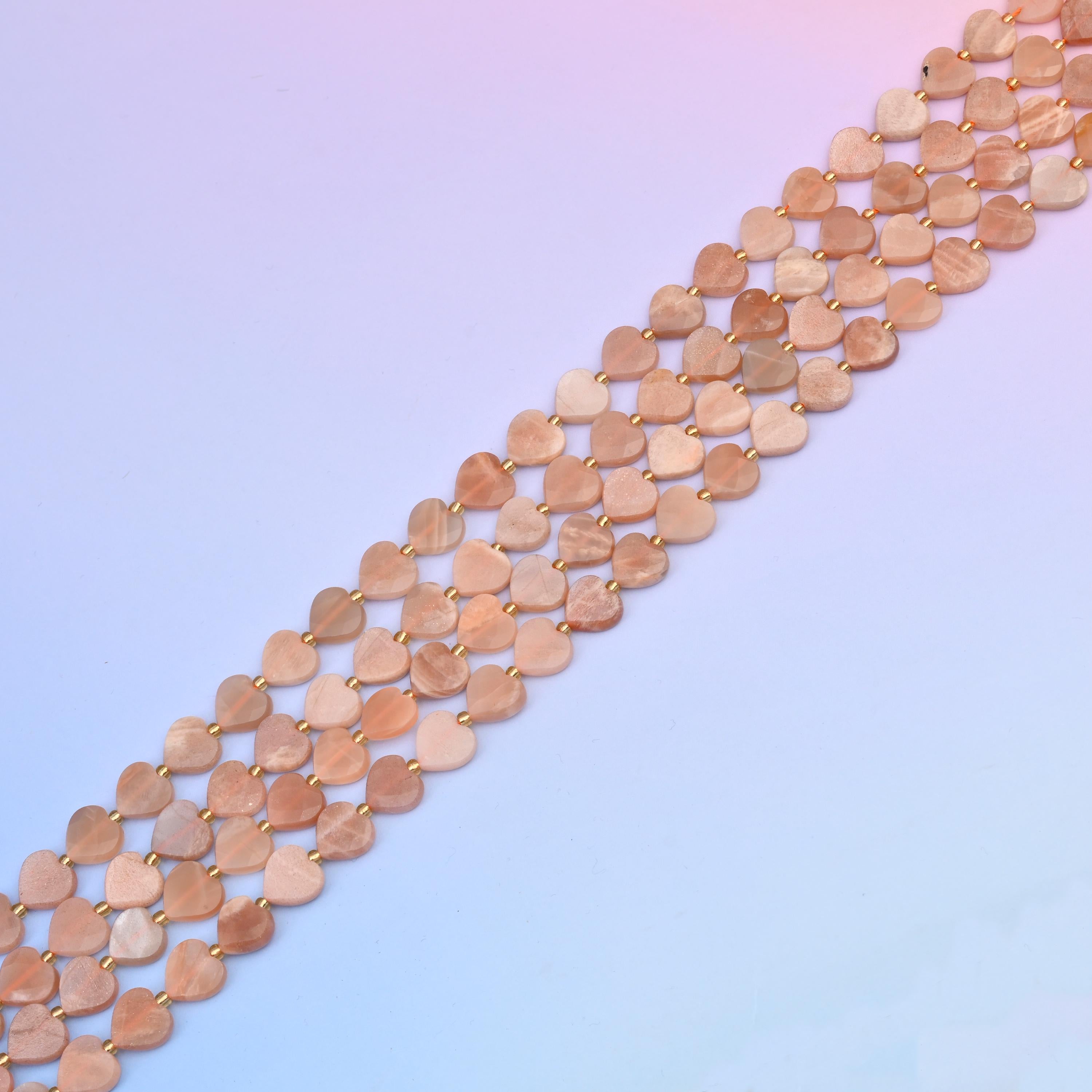 Natural Sunstone Faceted Heart Gemstone Beads, Bead Size 12mm Heart Faceted Beads, DIY Jewelry Making Beads, 15.5 Inches Per Strand