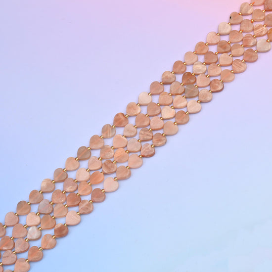Natural Sunstone Faceted Heart Gemstone Beads, Bead Size 12mm Heart Faceted Beads, DIY Jewelry Making Beads, 15.5 Inches Per Strand