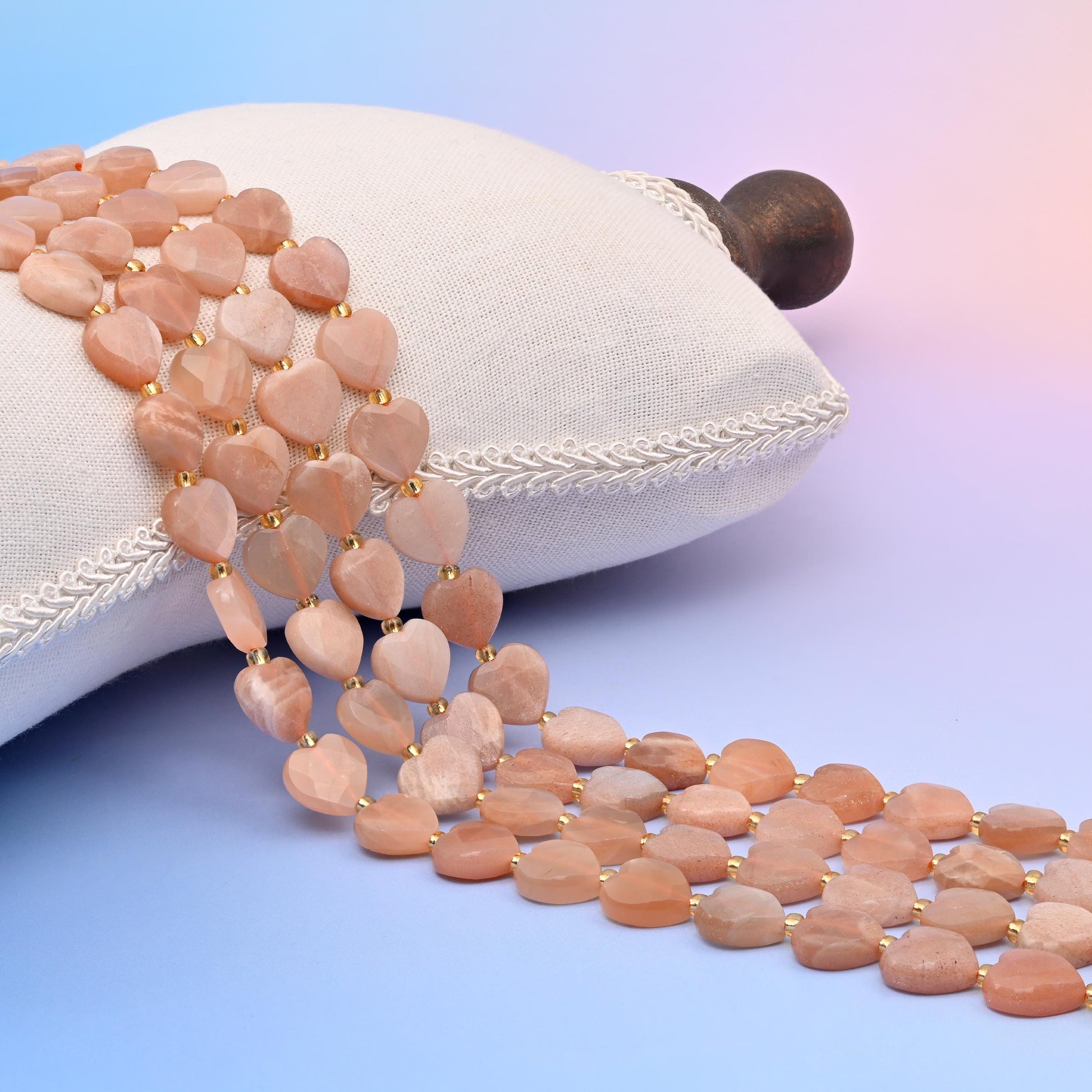 Natural Sunstone Faceted Heart Gemstone Beads, Bead Size 12mm Heart Faceted Beads, DIY Jewelry Making Beads, 15.5 Inches Per Strand