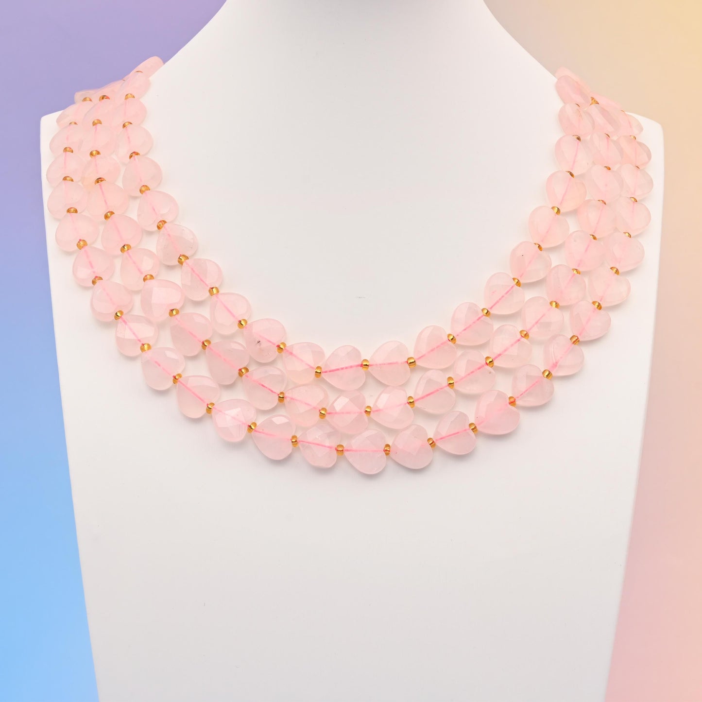 Natural Rose Quartz Faceted Heart Gemstone Beads, Bead Size 12mm Heart Faceted Beads, DIY Jewelry Making Beads, 15.5 Inches Per Strand