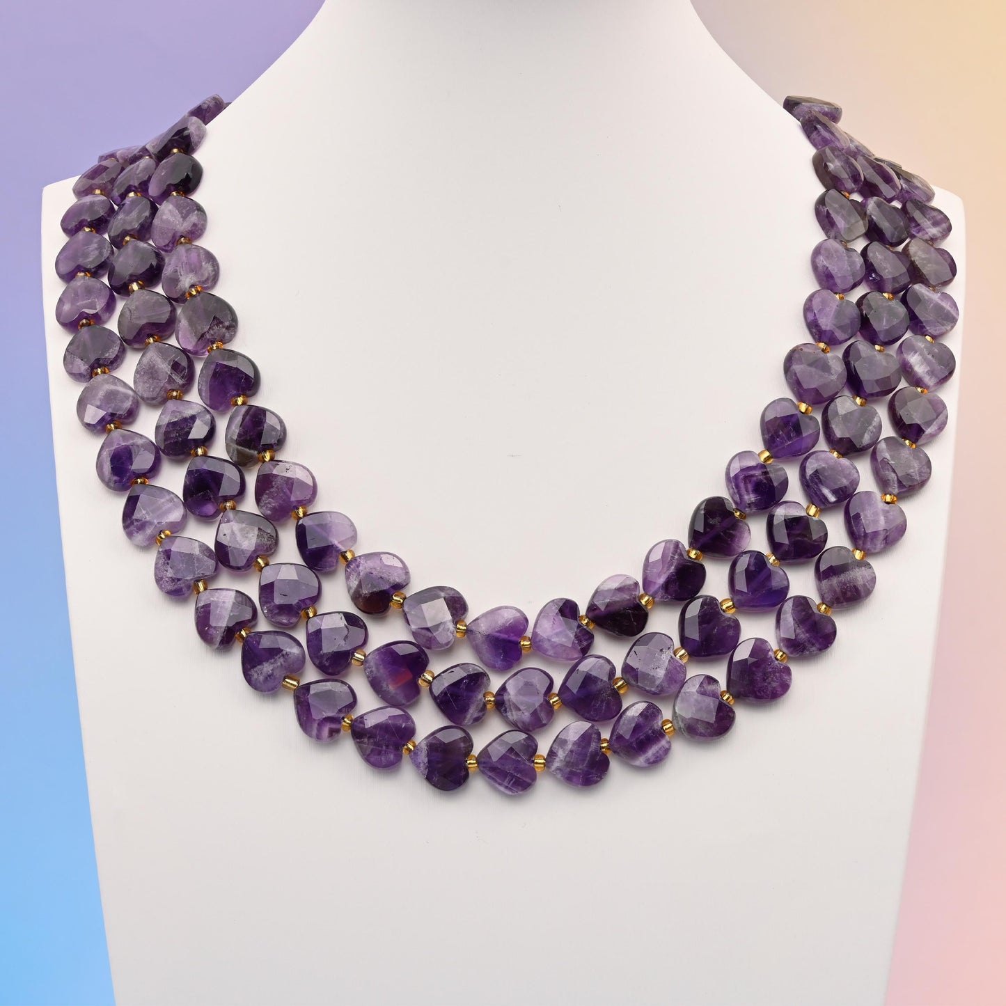 Natural Amethyst Faceted Heart Gemstone Beads, Bead Size 12mm Heart Faceted Beads, DIY Jewelry Making Beads, 15.5 Inches Per Strand