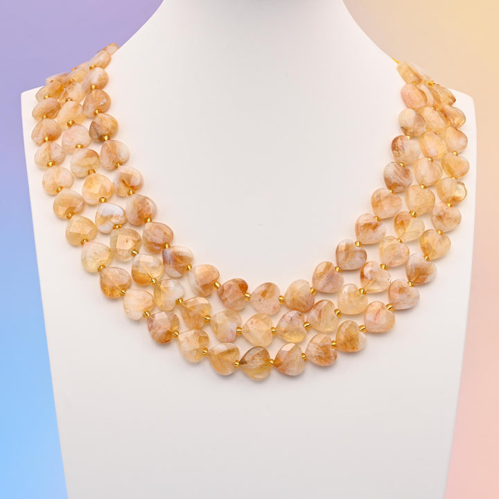 Natural Citrine Quartz Faceted Heart Gemstone Beads, Bead Size 12mm Heart Faceted Beads, DIY Jewelry Making Beads, 15.5 Inches Per Strand