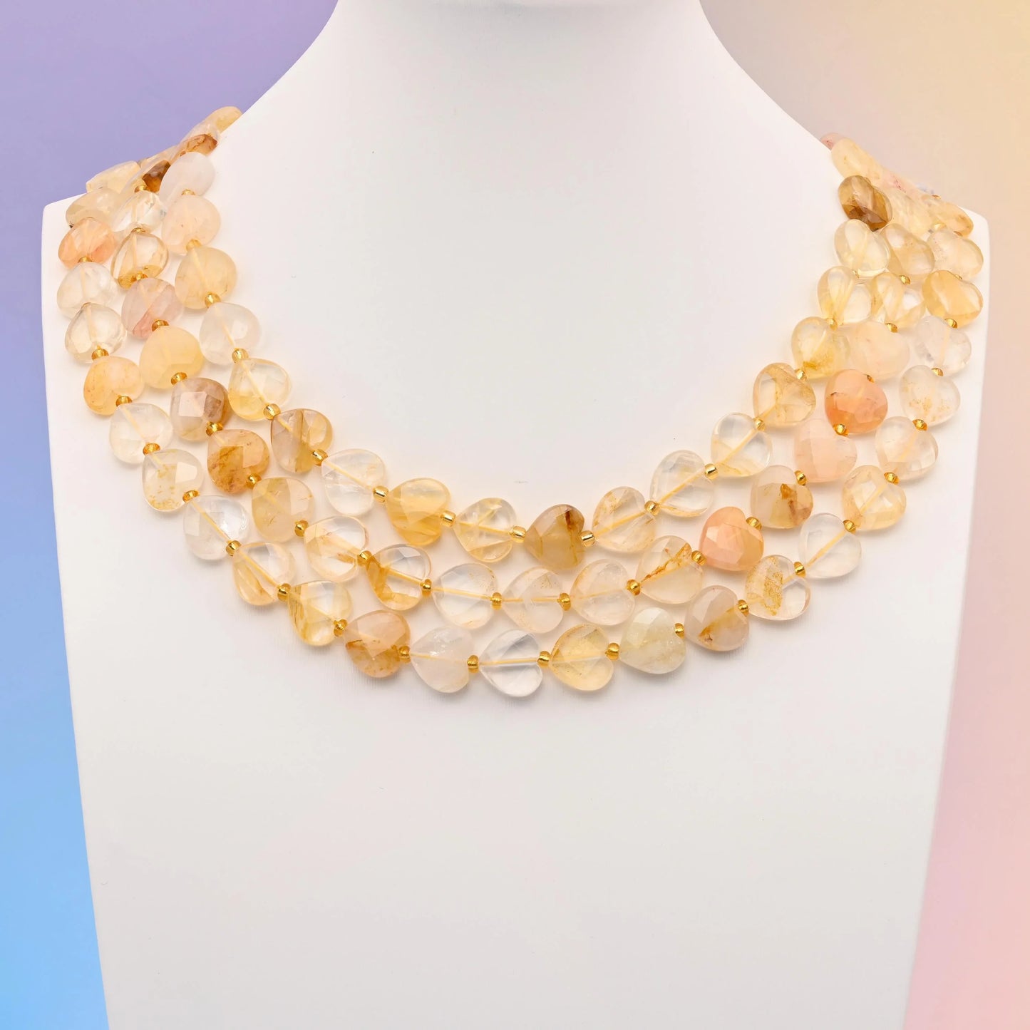 Natural Golden Healer Faceted Heart Beads Size 12mm Jewelry Making 15.5 Inch Strand