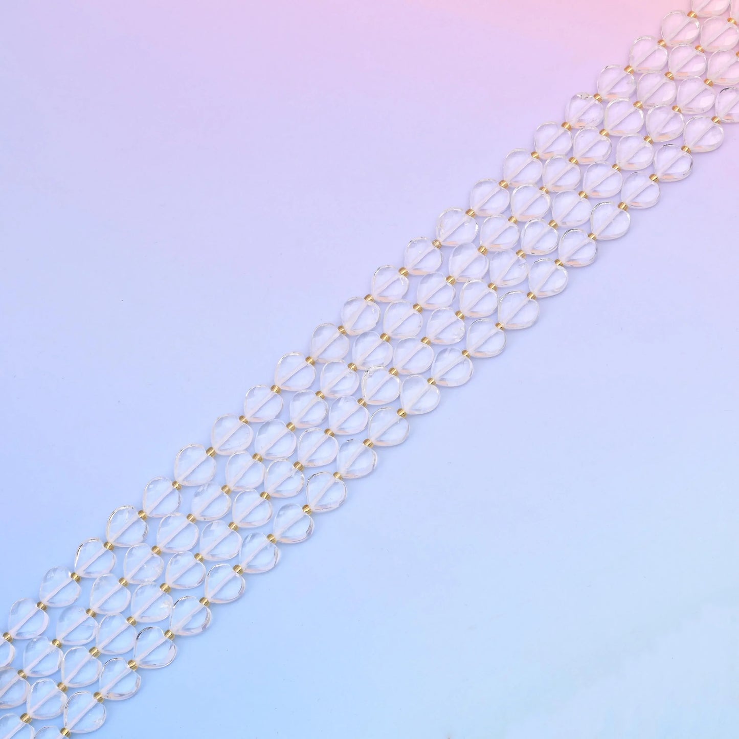 Natural Clear Quartz Faceted Heart Gemstone Beads, Bead Size 12mm Heart Faceted Beads, DIY Jewelry Making Beads, 15.5 Inches Per Strand - Mycrazycrystal