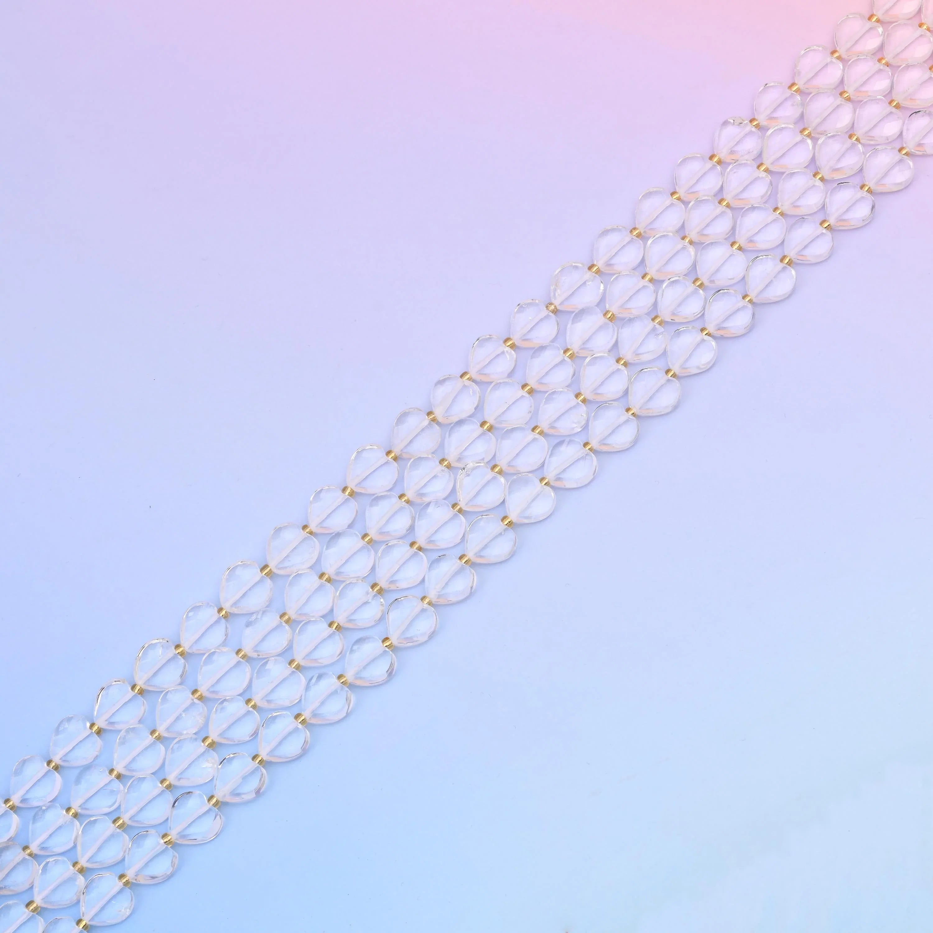 Natural Clear Quartz Faceted Heart Gemstone Beads, Bead Size 12mm Heart Faceted Beads, DIY Jewelry Making Beads, 15.5 Inches Per Strand - Mycrazycrystal