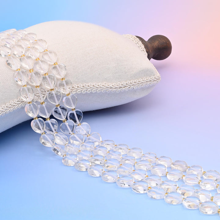 Natural Clear Quartz Faceted Heart Gemstone Beads, Bead Size 12mm Heart Faceted Beads, DIY Jewelry Making Beads, 15.5 Inches Per Strand