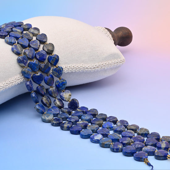 Natural Lapis Faceted Heart Gemstone Beads, Bead Size 12mm Heart Faceted Beads, DIY Jewelry Making Beads, 15.5 Inches Per Strand