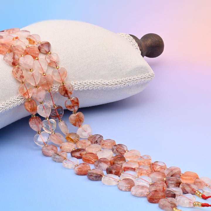 Natural Red Hematoid Quartz Faceted Heart Gemstone Beads, Bead Size 12mm Heart Beads, DIY Jewelry Making Beads, 15.5 Inches Per Strand