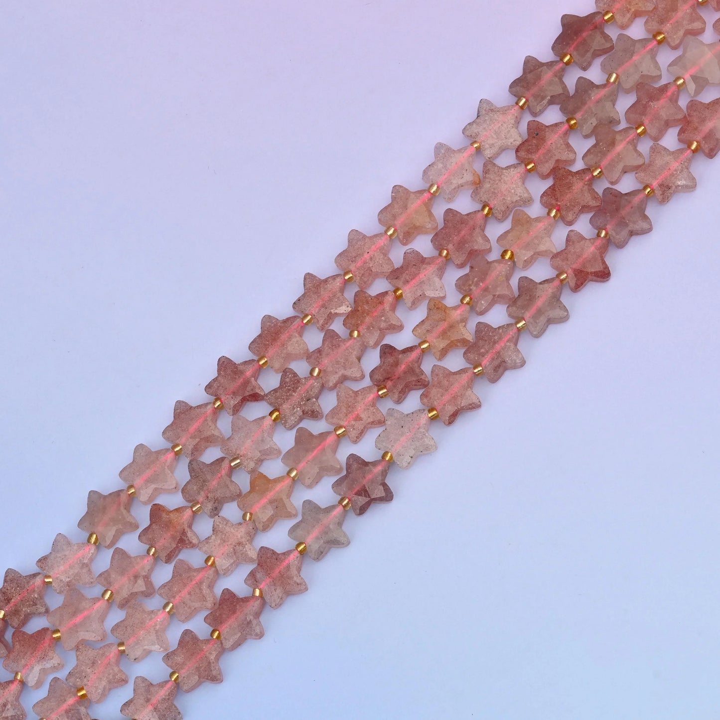 Natural Strawberry Quartz 5 Pointed Star Faceted Gemstone Beads, 14mm Star Gemstone Bead, DIY Jewelry Making Beads, 15.5 Inches Per Strand - Mycrazycrystal