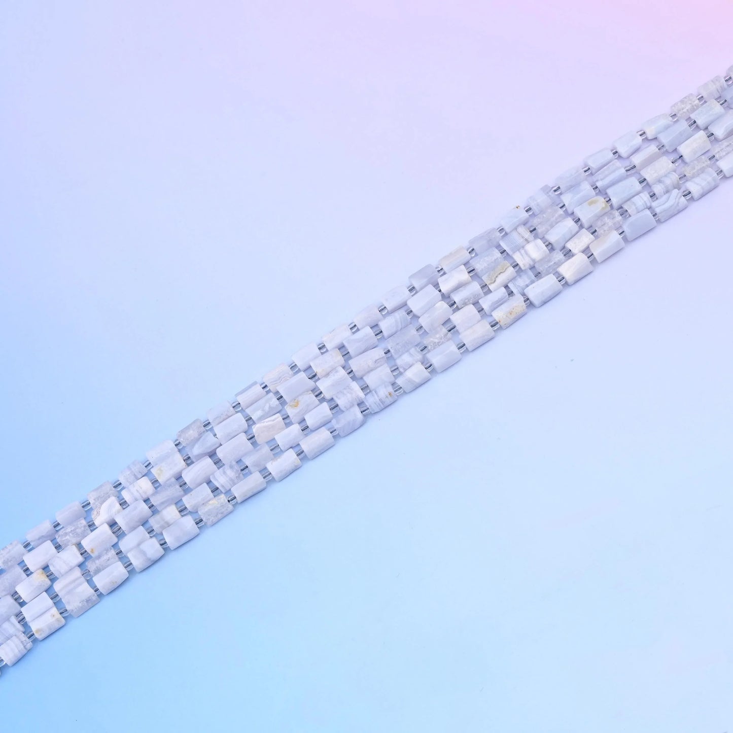 Natural Blue Lace Agate Faceted Tube Beads, Bead Size 12x8mm Blue Lace Agate Cylinder Bead, DIY Jewelry Making Beads, 15.5 Inches Per Strand - Mycrazycrystal