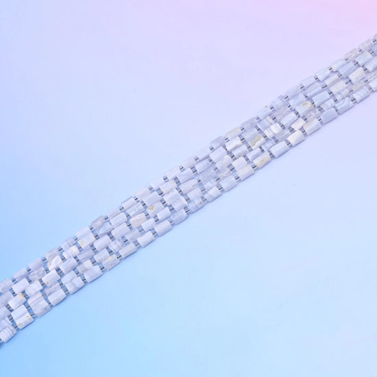 Natural Blue Lace Agate Faceted Tube Beads, Bead Size 12x8mm Blue Lace Agate Cylinder Bead, DIY Jewelry Making Beads, 15.5 Inches Per Strand - Mycrazycrystal