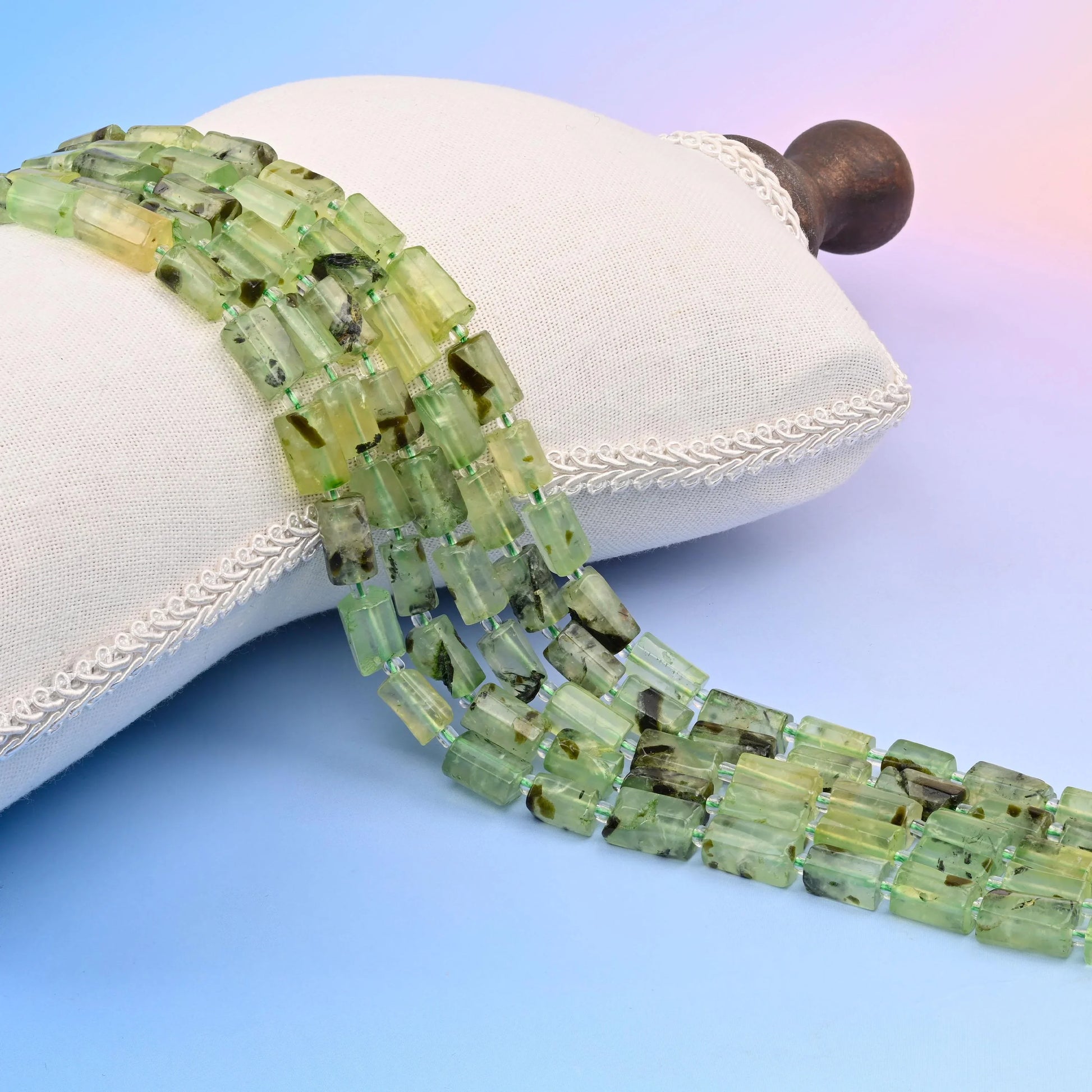 Natural Prehnite Faceted Tube Beads, Bead Size 12x8mm, Green Gemstone Cylinder Bead, DIY Jewelry Making Beads, 15.5 Inches Per Strand - Mycrazycrystal