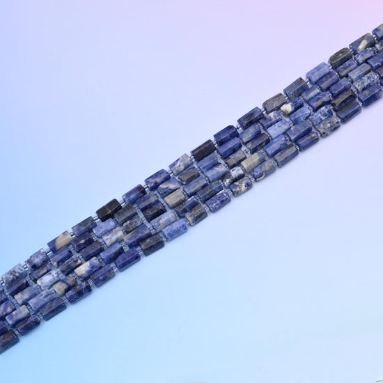 Natural Sodalite Faceted Tube Beads, Bead Size 12x8mm Blue Cylinder Bead, DIY Jewelry Making Beads, 15.5 Inches Per Strand