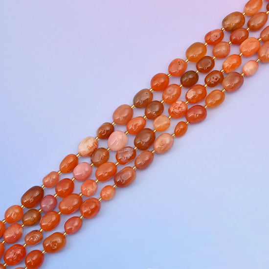 Natural Carnelian Oval Gemstone Beads, Size 10-17mm Red Nugget Beads, DIY Jewelry Making Beads, 15.5 Inches Per Strand - Mycrazycrystal
