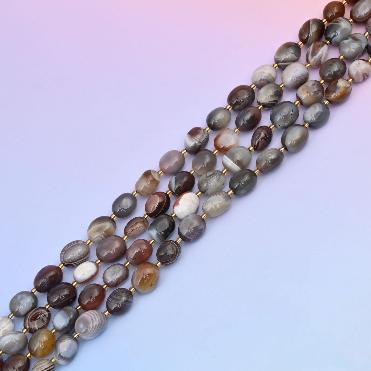 Natural Botswana Agate Oval Gemstone Beads, Size 10-17mm Brown Nugget Beads, DIY Jewelry Making Beads, 15.5 Inches Per Strand