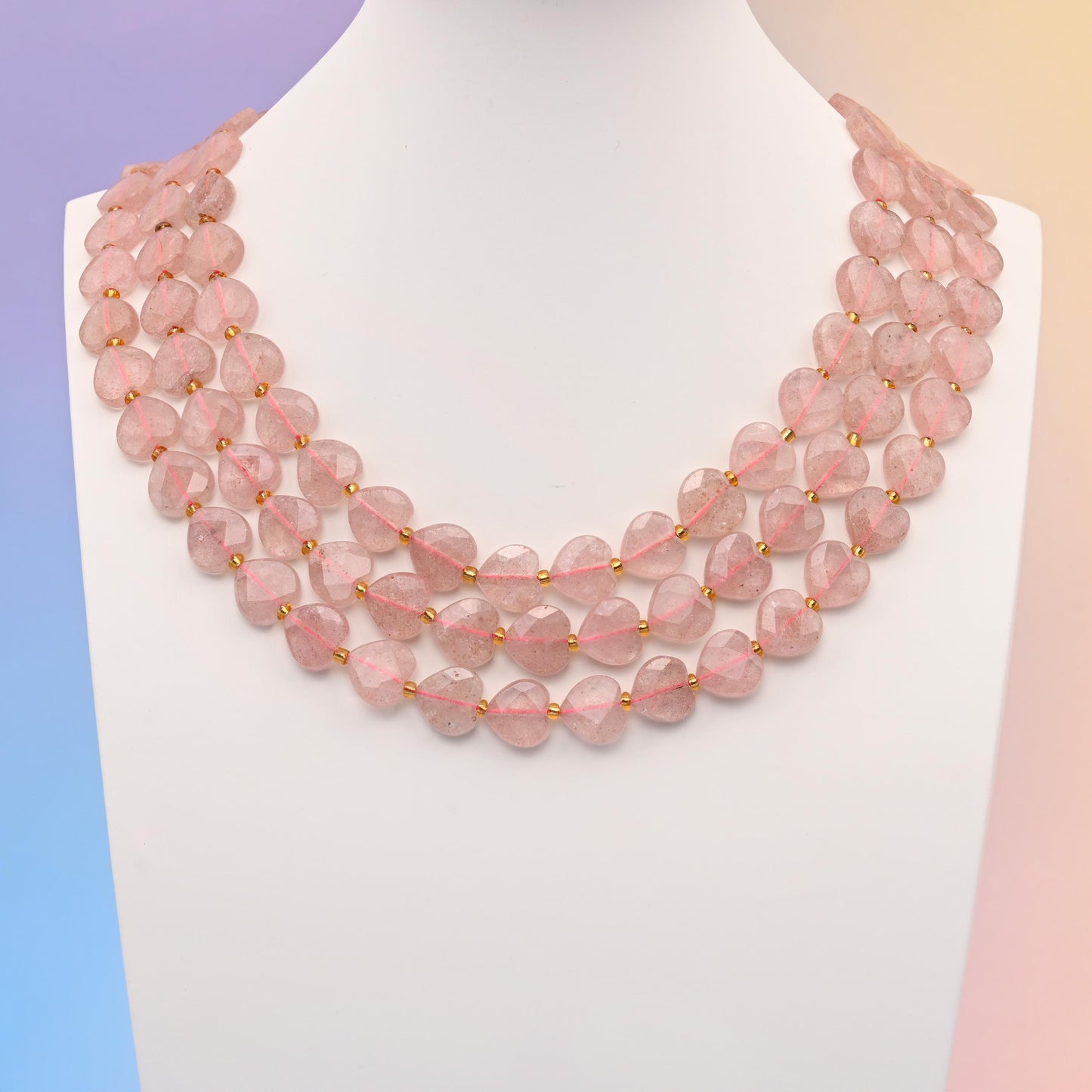 Natural Strawberry Quartz Faceted Heart Gemstone Beads, Bead Size 12mm Heart Beads, DIY Jewelry Making Beads, 15.5 Inches Per Strand