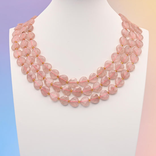 Natural Strawberry Quartz Faceted Heart Gemstone Beads, Bead Size 12mm Heart Beads, DIY Jewelry Making Beads, 15.5 Inches Per Strand