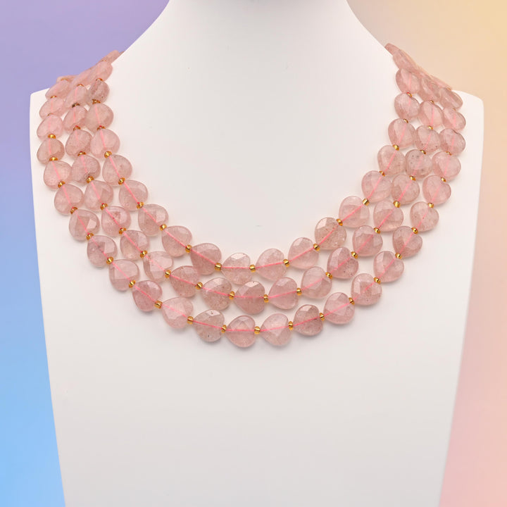 Natural Strawberry Quartz Faceted Heart Gemstone Beads, Bead Size 12mm Heart Beads, DIY Jewelry Making Beads, 15.5 Inches Per Strand