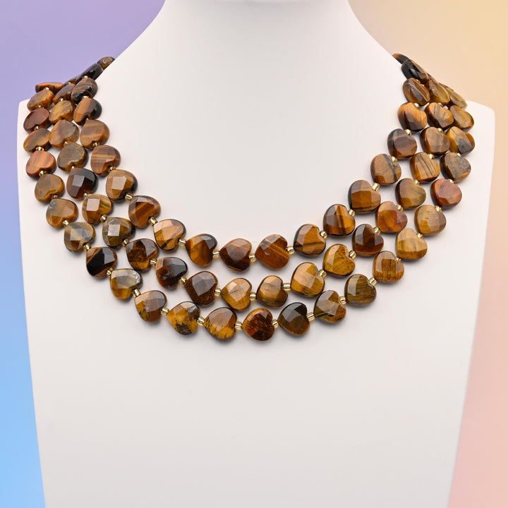 Natural Tiger Eye Faceted Heart Gemstone Beads, Bead Size 12mm Heart Beads, DIY Jewelry Making Beads, 15.5 Inches Per Strand