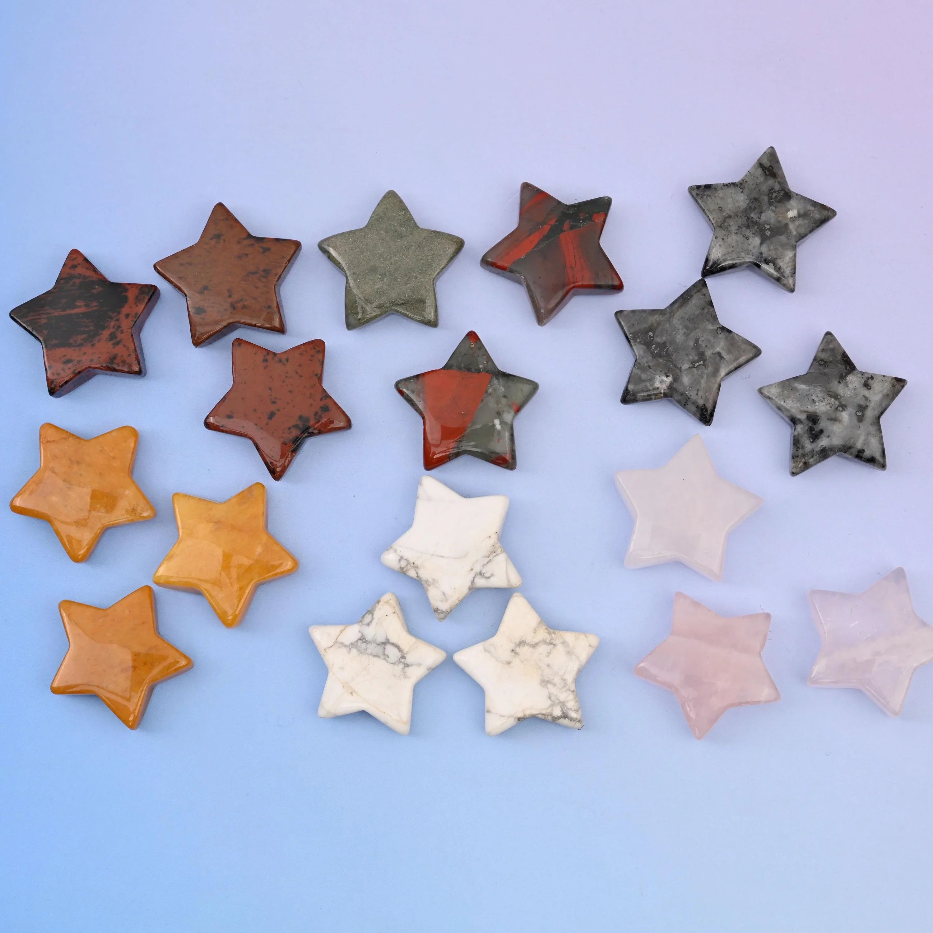 30mm 5 Point Gemstone Star, Polished Healing Crystal Star, Pocket Stone, DIY Gemstone Star No Hole - Mycrazycrystal
