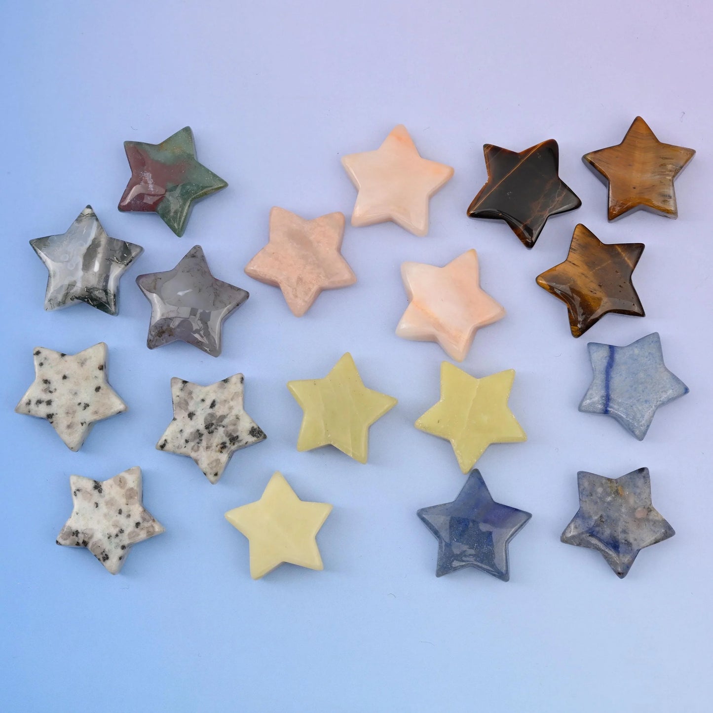 30mm 5 Point Gemstone Star, Polished Healing Crystal Star, Pocket Stone, DIY Gemstone Star No Hole - Mycrazycrystal