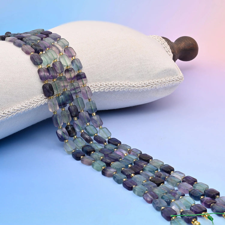 Natural Fluorite Faceted Rectangular Gemstone Beads, Bead Size 10x8mm Rectangle Beads, DIY Jewelry Making Beads, 15.5 Inches Per Strand - Mycrazycrystal