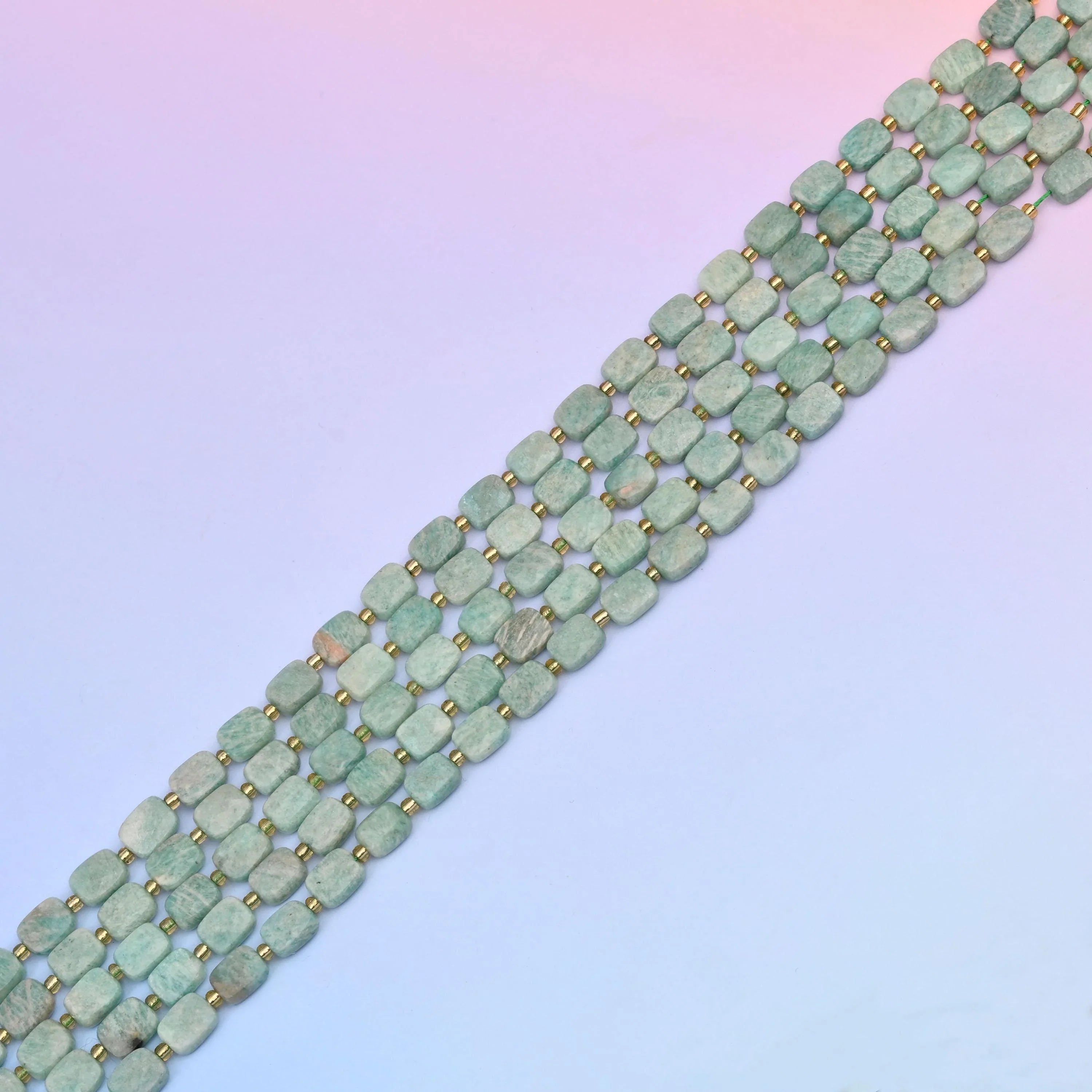 Natural Amazonite Faceted Rectangular Gemstone Beads, Bead Size 10x8mm Rectangle Beads, DIY Jewelry Making Beads, 15.5 Inches Per Strand - Mycrazycrystal