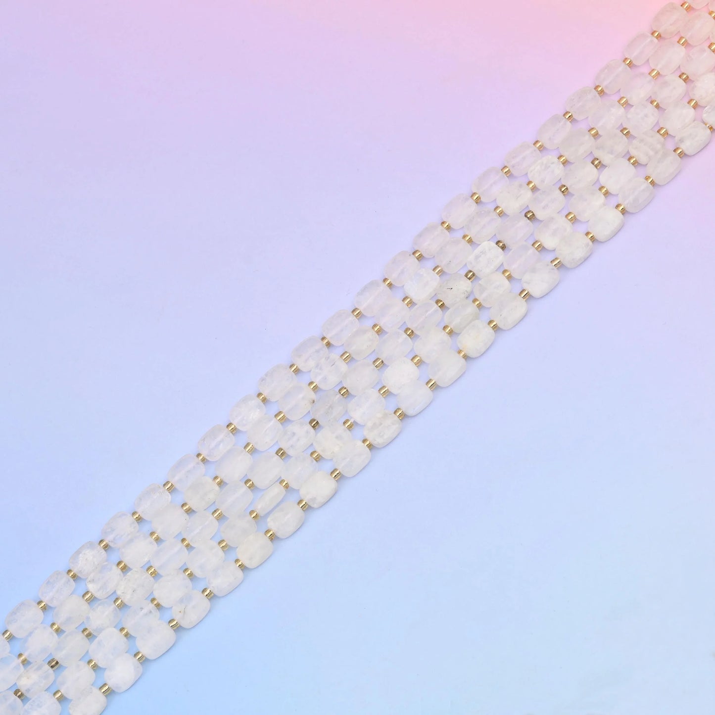 Natural White Moonstone Faceted Rectangular Gemstone Beads, Size 10x8mm Rectangle Beads, DIY Jewelry Making Beads, 15.5 Inches Per Strand - Mycrazycrystal