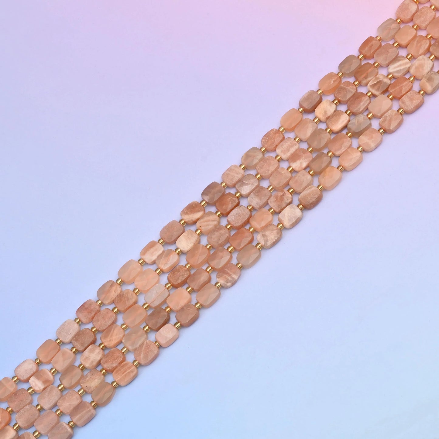 Natural Sunstone Faceted Rectangular Gemstone Beads, Bead Size 10x8mm Rectangle Beads, DIY Jewelry Making Beads, 15.5 Inches Per Strand - Mycrazycrystal