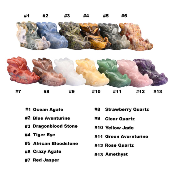 2" 2.5" Dragon Head Small Crystal Carving, Dragon Gemstone Figurine, Home Decoration, Gift for Everyone - Mycrazycrystal