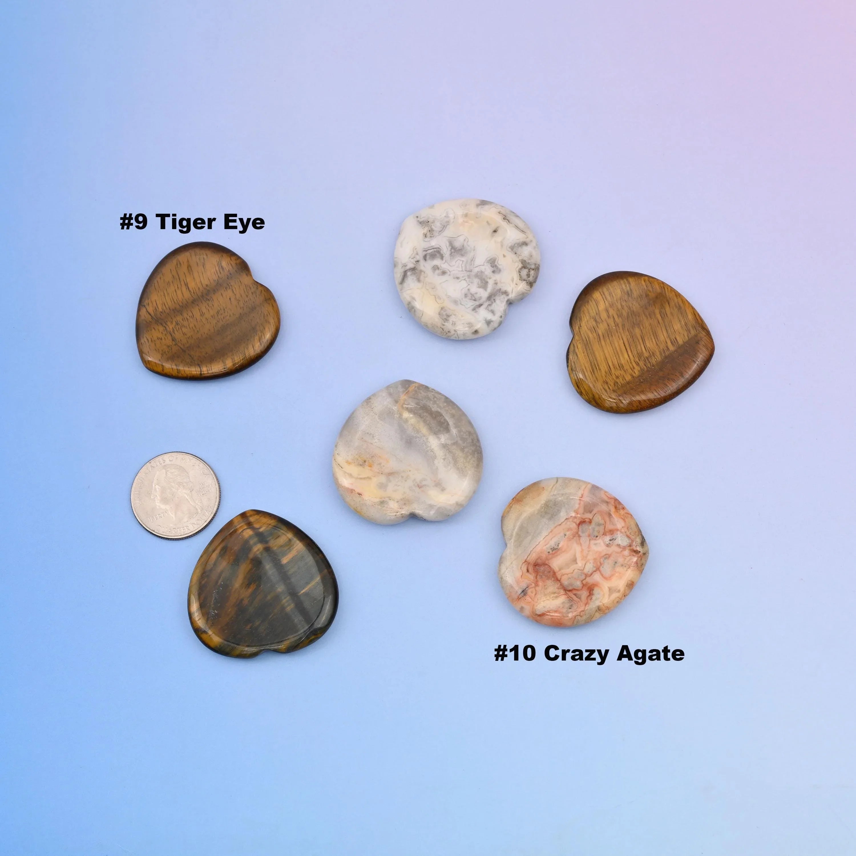 40mm Heart Worry Stone, Crystal Worry Stone, Heart Worry Gemstone, Pocket Stone - Mycrazycrystal