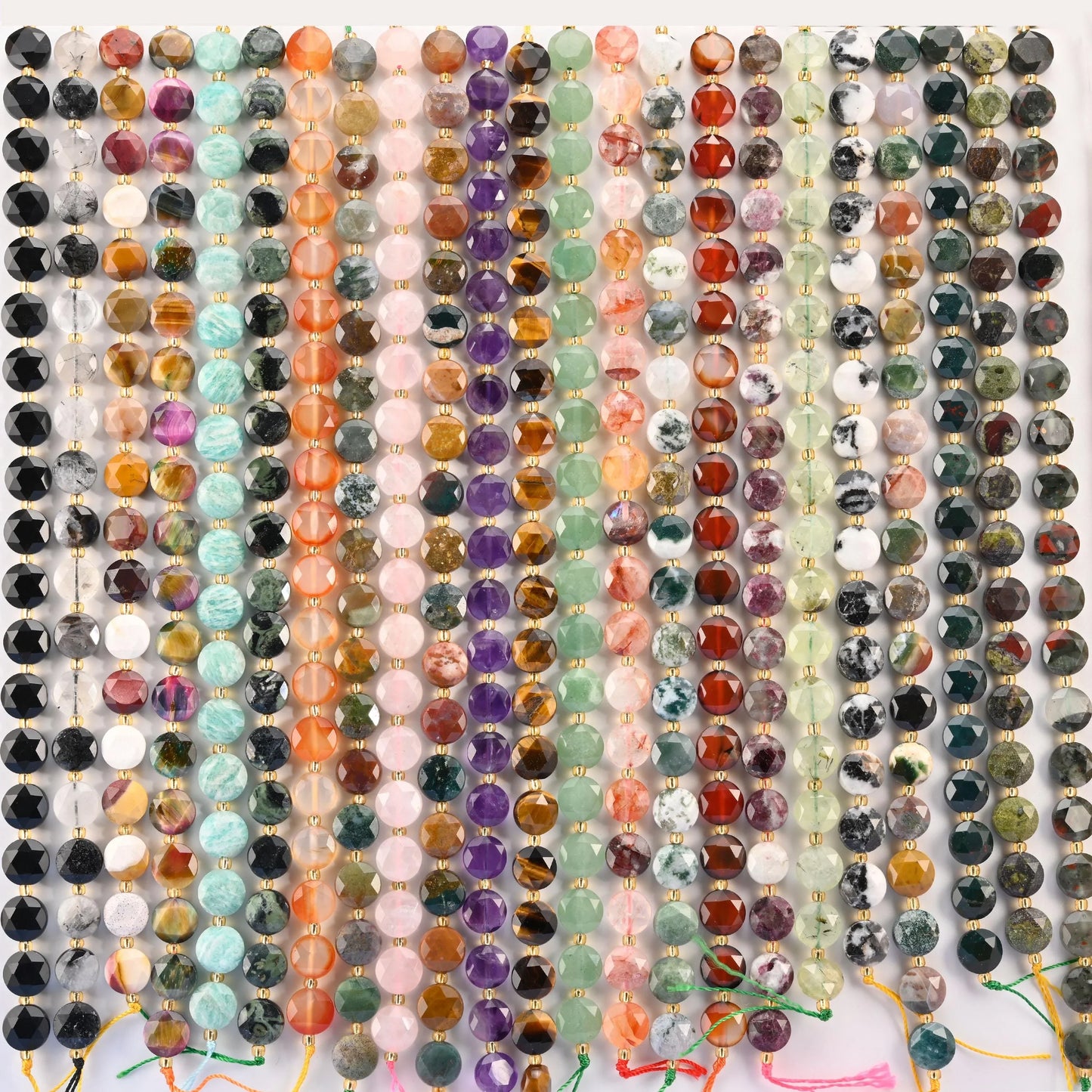 Natural Faceted Coin Gemstone Beads, Size 6, 8, 10mm Faceted Coin Bead, 28 Gemstones, DIY Jewelry Making Beads, 15.5 Inches Per Strand - S1 - Mycrazycrystal
