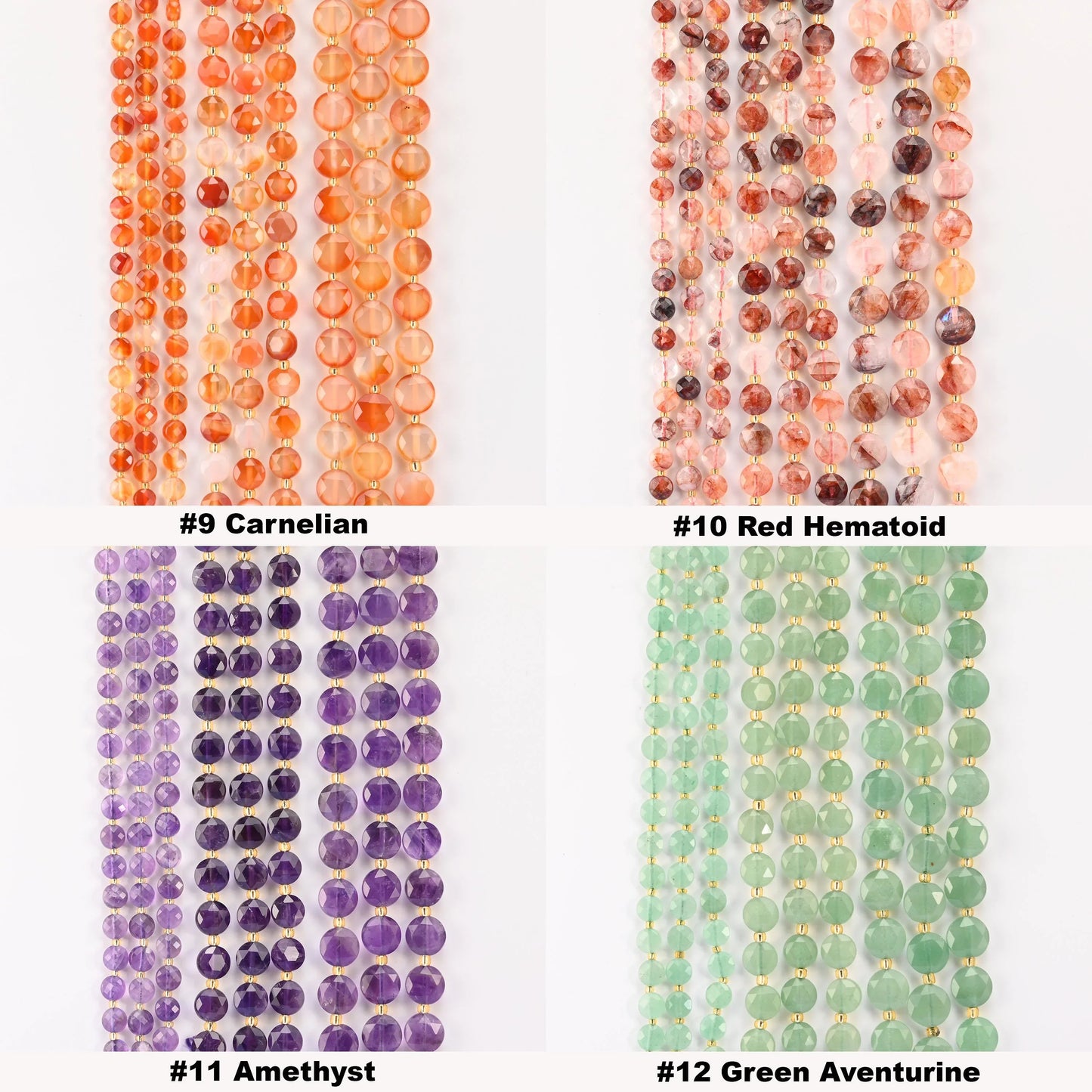 Natural Faceted Coin Gemstone Beads, Size 6, 8, 10mm Faceted Coin Bead, 28 Gemstones, DIY Jewelry Making Beads, 15.5 Inches Per Strand - S1 - Mycrazycrystal