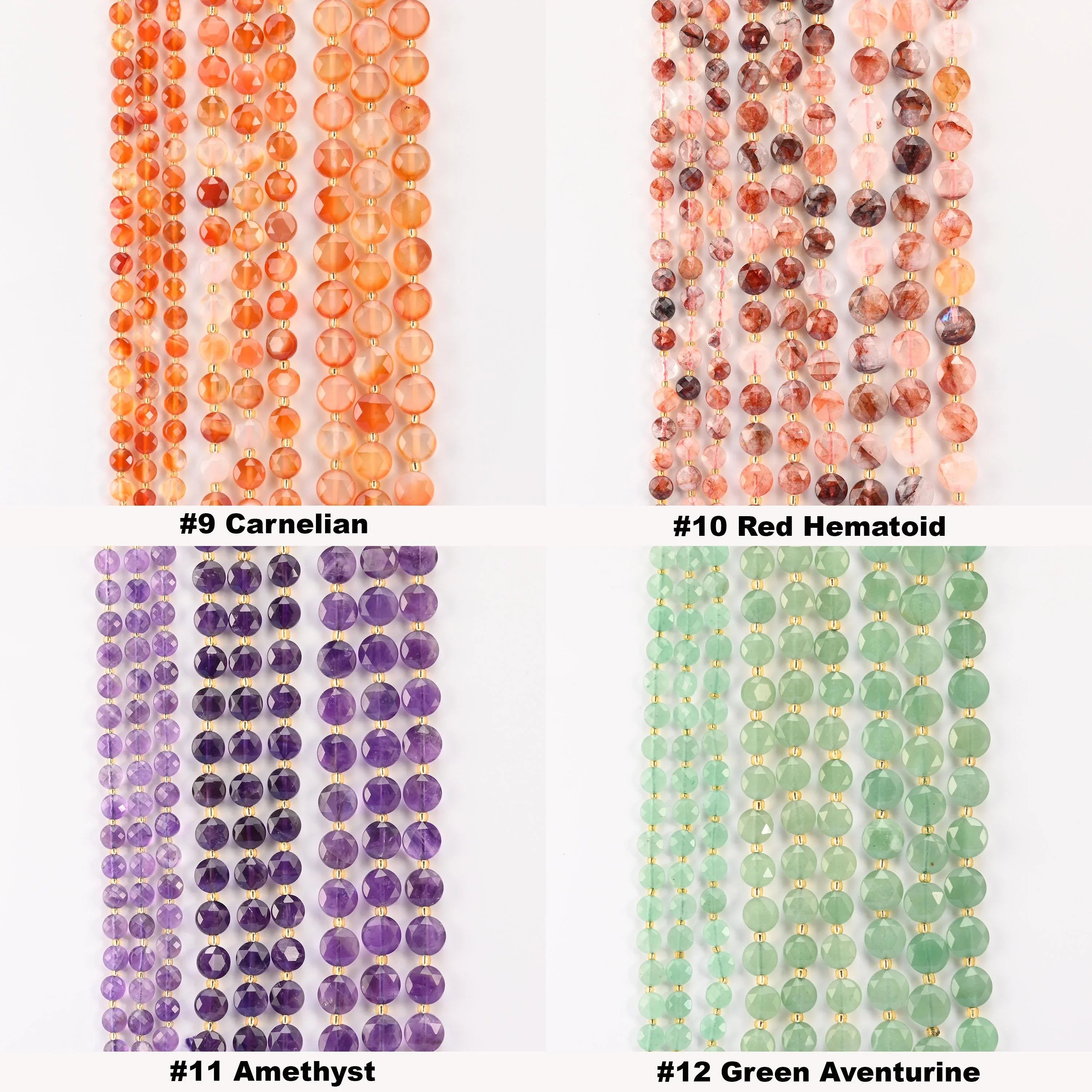 Natural Faceted Coin Gemstone Beads, Size 6, 8, 10mm Faceted Coin Bead, 28 Gemstones, DIY Jewelry Making Beads, 15.5 Inches Per Strand - S1 - Mycrazycrystal