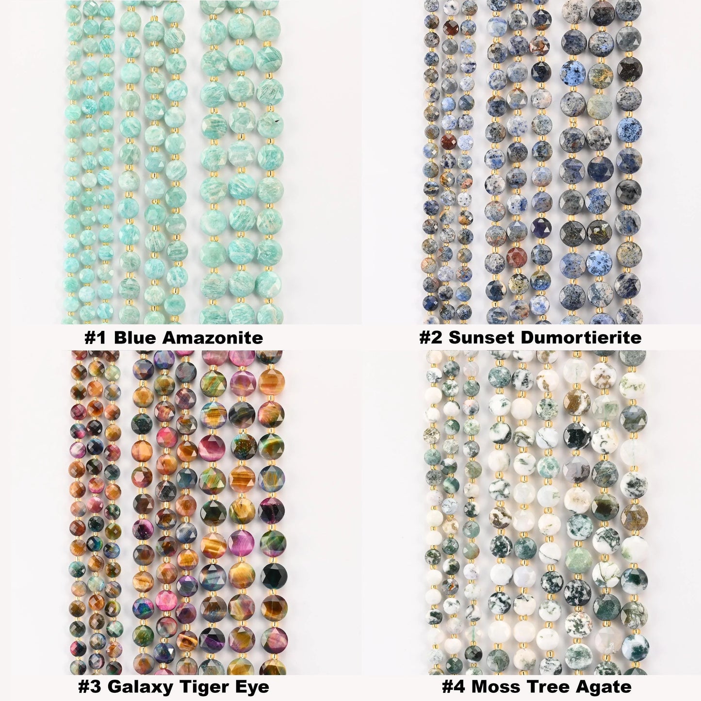 Natural Faceted Coin Gemstone Beads, Size 6, 8, 10mm Faceted Coin Bead, 28 Gemstones, DIY Jewelry Making Beads, 15.5 Inches Per Strand - S1 - Mycrazycrystal