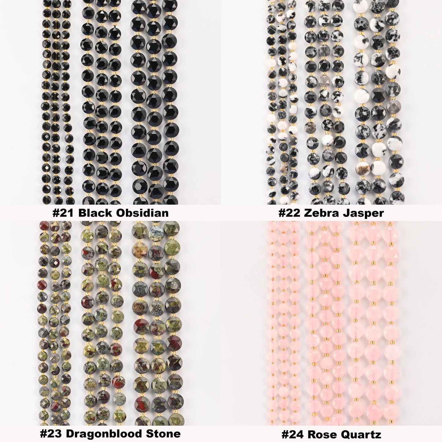 Natural Faceted Coin Gemstone Beads, Size 6, 8, 10mm Faceted Coin Bead, 28 Gemstones, DIY Jewelry Making Beads, 15.5 Inches Per Strand - S1 - Mycrazycrystal