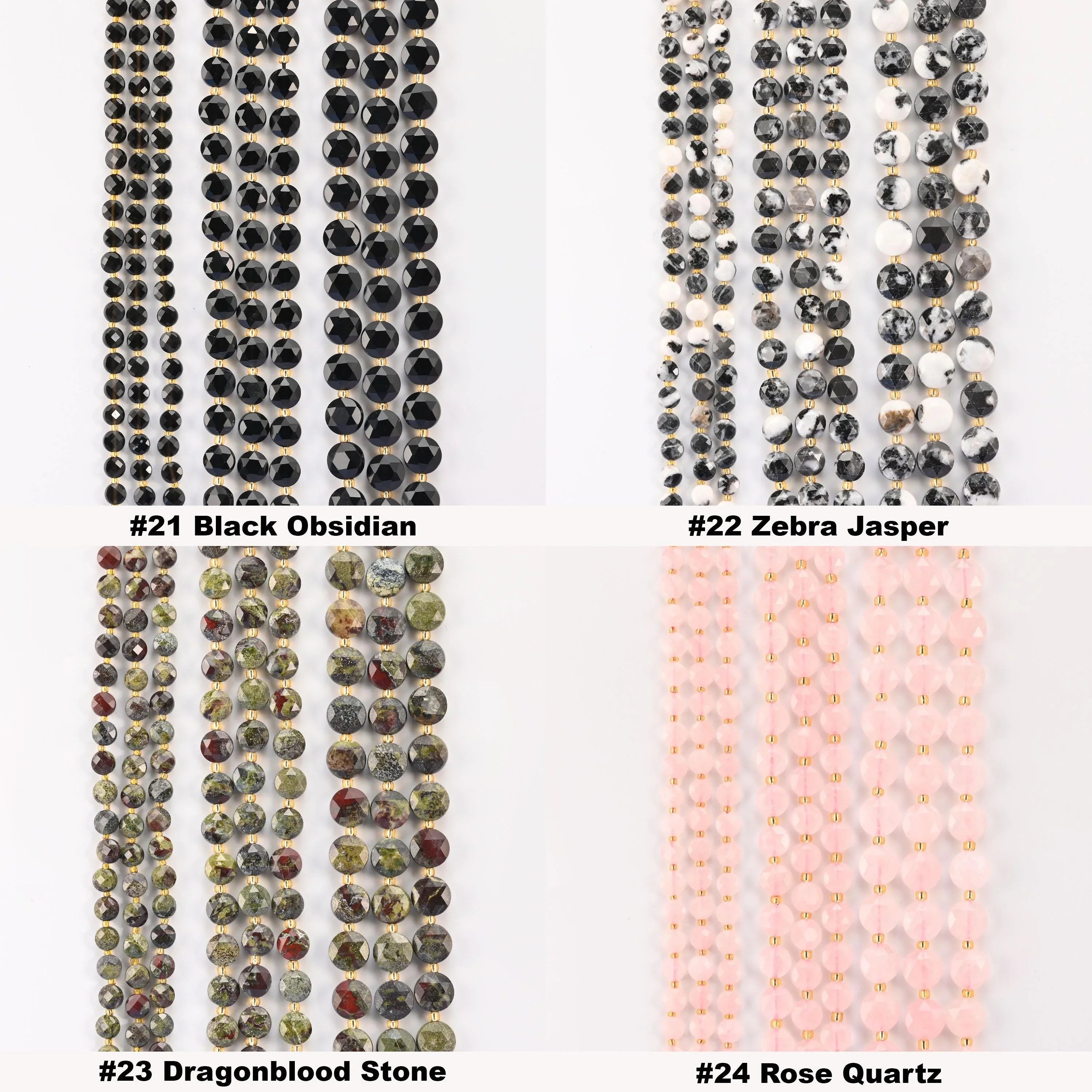 Natural Faceted Coin Gemstone Beads, Size 6, 8, 10mm Faceted Coin Bead, 28 Gemstones, DIY Jewelry Making Beads, 15.5 Inches Per Strand - S1 - Mycrazycrystal