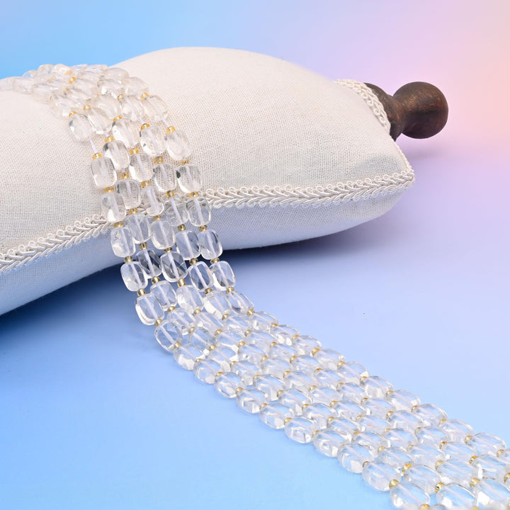 Natural Clear Quartz Faceted Rectangular Gemstone Beads, Size 10x8mm Rectangle Beads, DIY Jewelry Making Beads, 15.5 Inches Per Strand