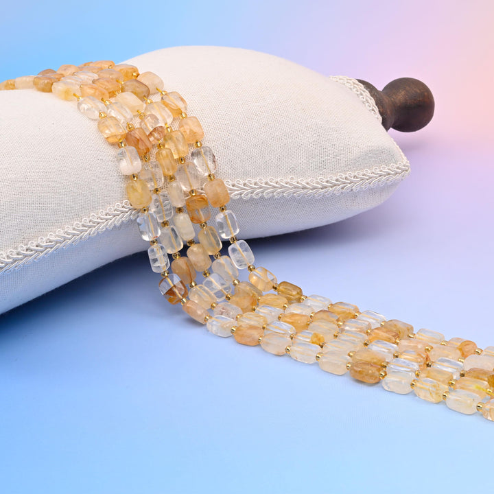 Natural Golden Healer Faceted Rectangular Gemstone Beads, Size 10x8mm Rectangle Beads, DIY Jewelry Making Beads, 15.5 Inches Per Strand