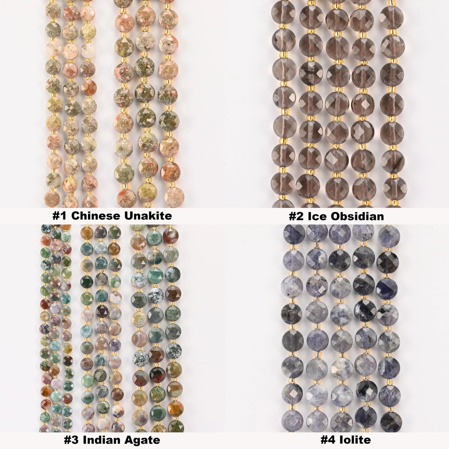 Natural Faceted Coin Gemstone Beads, Size 6, 8, 10mm Crystal Bead, 28 Gemstones, DIY Jewelry Making Beads, 15.5 Inches Per Strand - S2 - Mycrazycrystal
