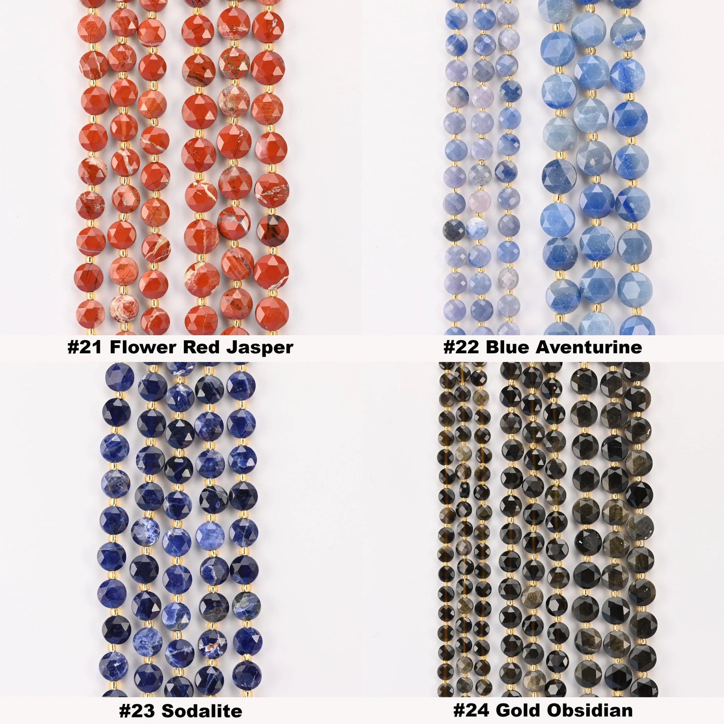 Natural Faceted Coin Gemstone Beads, Size 6, 8, 10mm Crystal Bead, 28 Gemstones, DIY Jewelry Making Beads, 15.5 Inches Per Strand - S2 - Mycrazycrystal