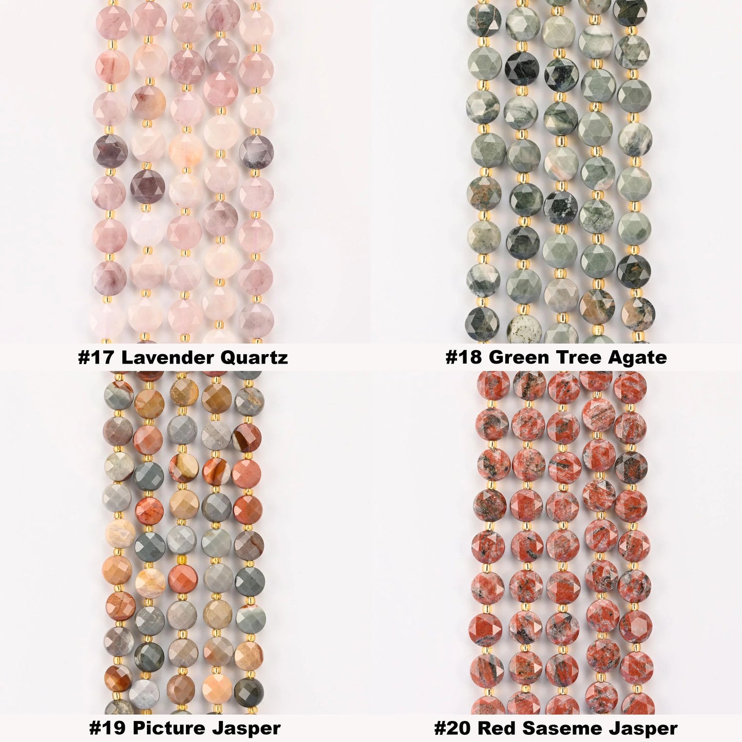Natural Faceted Coin Gemstone Beads, Size 6, 8, 10mm Crystal Bead, 28 Gemstones, DIY Jewelry Making Beads, 15.5 Inches Per Strand - S2 - Mycrazycrystal