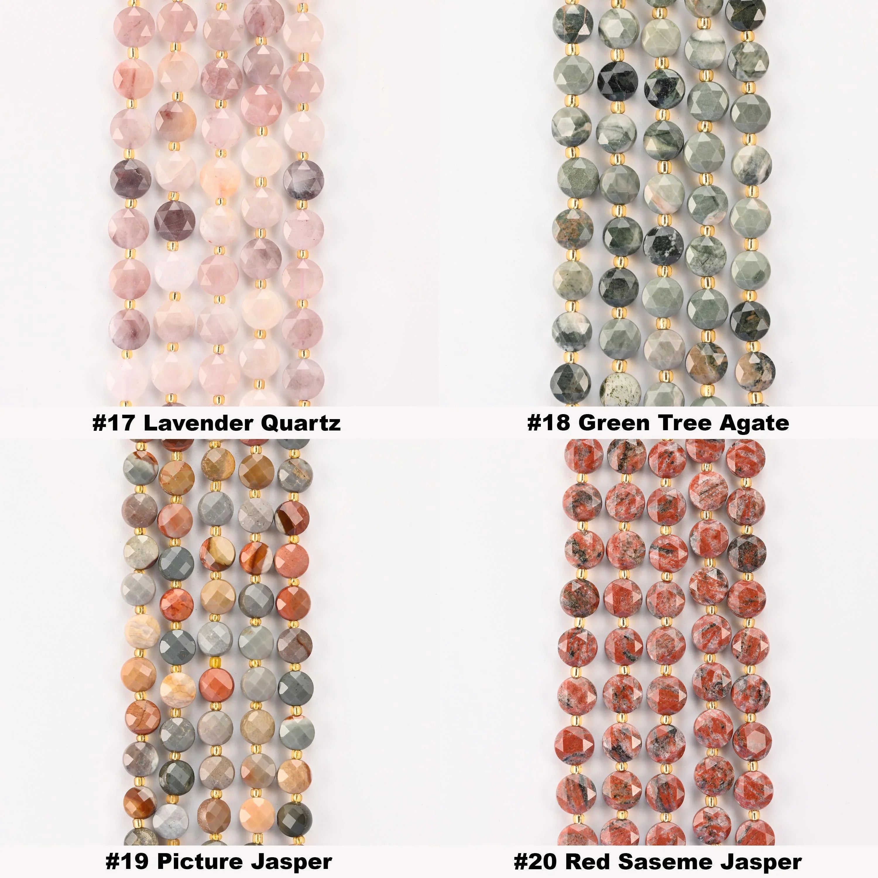 Natural Faceted Coin Gemstone Beads, Size 6, 8, 10mm Crystal Bead, 28 Gemstones, DIY Jewelry Making Beads, 15.5 Inches Per Strand - S2 - Mycrazycrystal