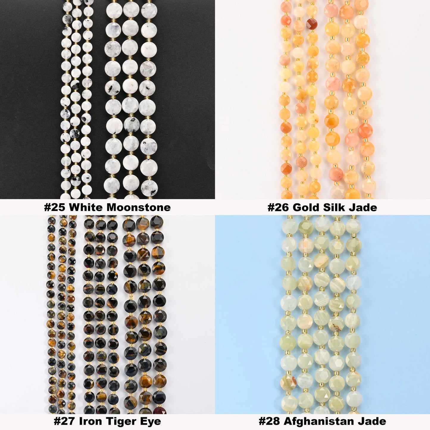 Natural Faceted Coin Gemstone Beads, 6, 8, 10mm Bead Size, DIY Jewelry Making Beads, 15.5 Inches Per Strand - S3 - Mycrazycrystal