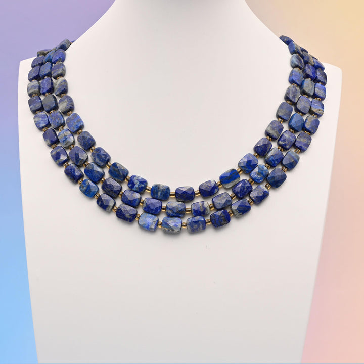 Natural Lapis Lazuli Faceted Rectangular Gemstone Beads, Bead Size 10x8mm Rectangle Beads, DIY Jewelry Making Beads, 15.5 Inches Per Strand
