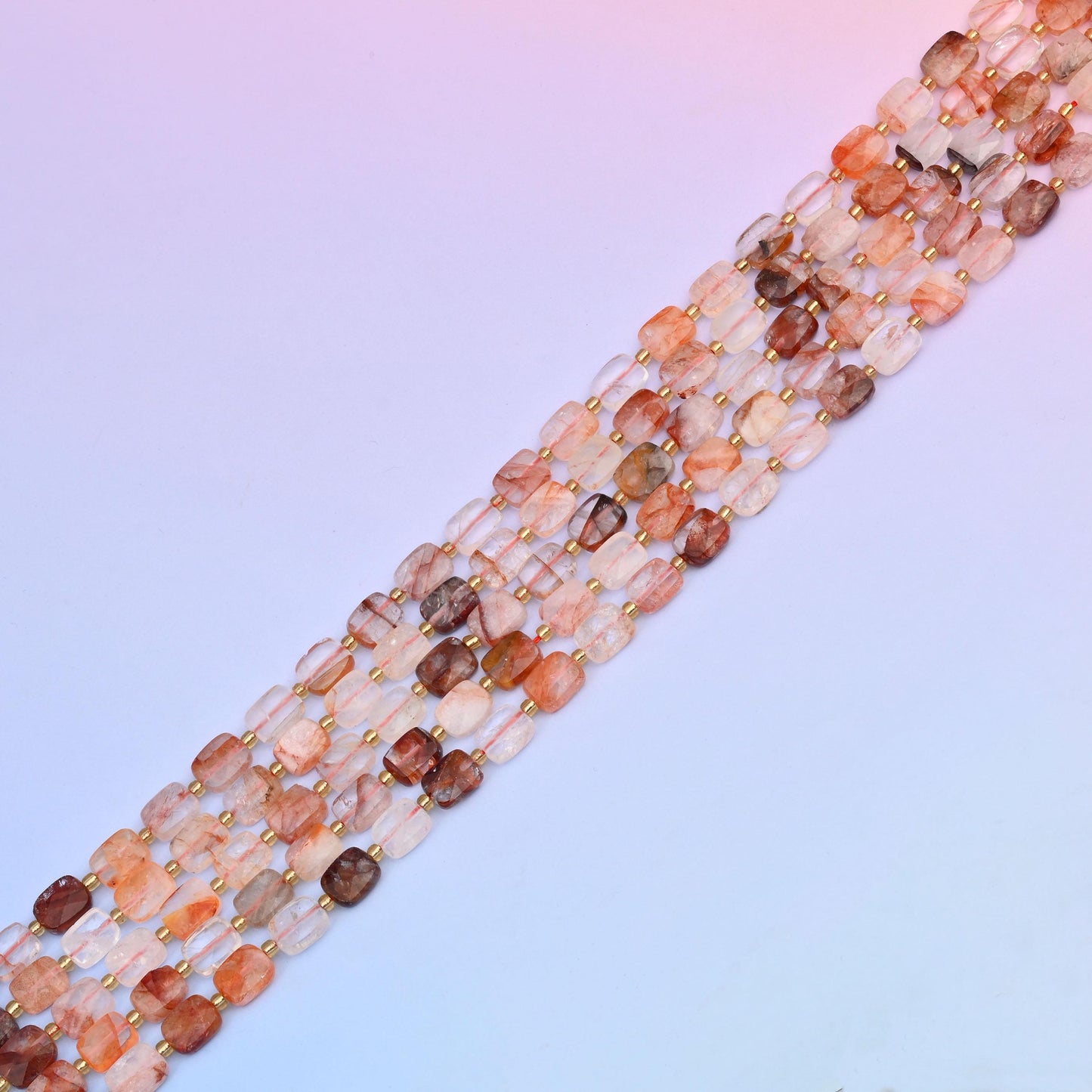 Natural Red Hematoid Faceted Rectangular Gemstone Beads, Bead Size 10x8mm Rectangle Beads, DIY Jewelry Making Beads, 15.5 Inches Per Strand