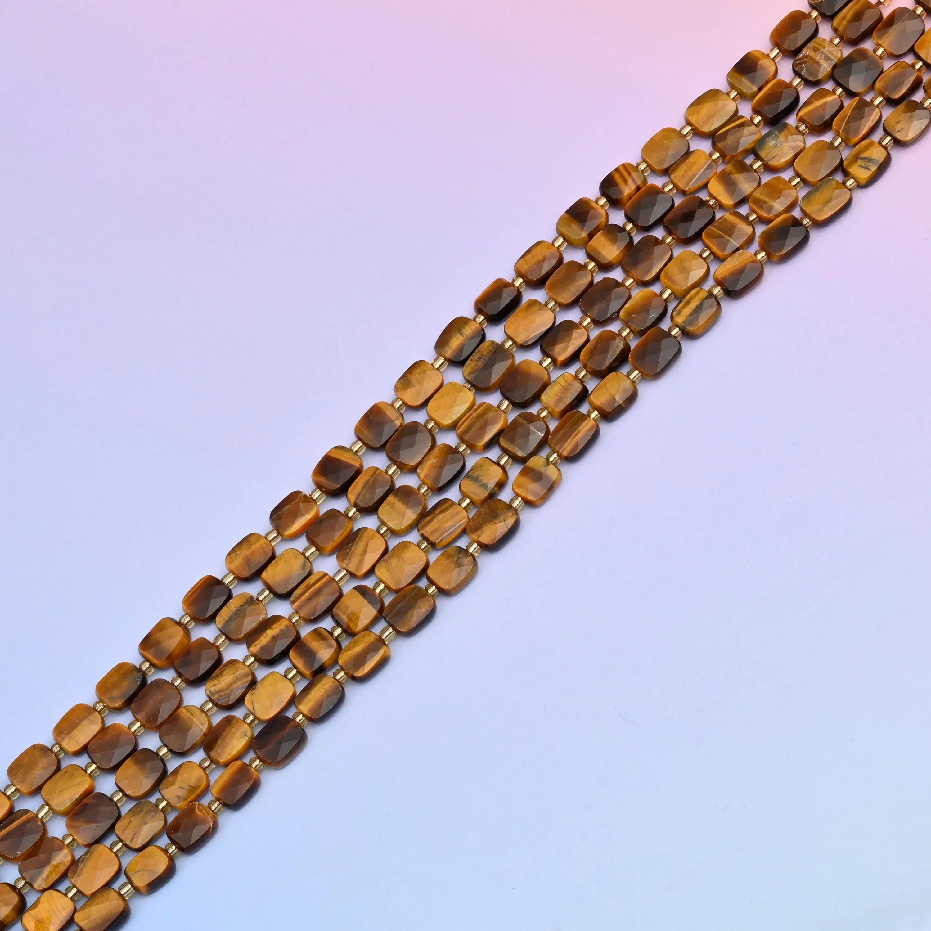 Natural Tiger Eye Faceted Rectangular Gemstone Beads, Bead Size 10x8mm Rectangle Beads, DIY Jewelry Making Beads, 15.5 Inches Per Strand - Mycrazycrystal